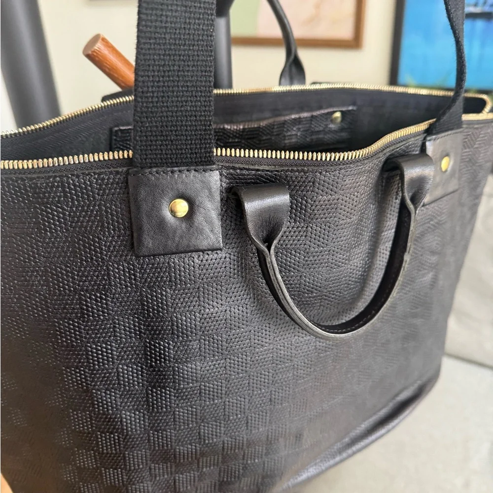 Clare V Black Textured Tote